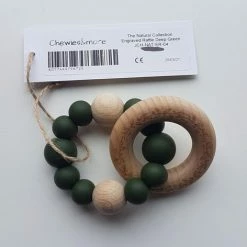 Chewies & More Engraved Rattle/Bijtring Deep Green