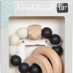 Label Label Zwart/Wit Hout & Silicone Kralen Bijtring LLST-15201 -grijp-bijtspeelgoed Verkoopwinkel 515x840 2
