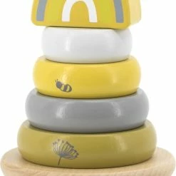 Label Label Wooden Stacking Rings Ochre Geel