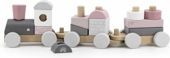 Label Label Houten Speeltrein Met Blokken Roze 3 Label Label Houten Speeltrein Met Blokken Roze