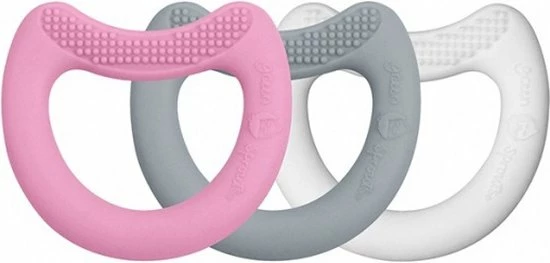 GREEN SPROUTS - 3 Siliconen Eerste Bijtringen- Roze, Grijs En Wit 3 GREEN SPROUTS - 3 Siliconen Eerste Bijtringen- Roze, Grijs En Wit