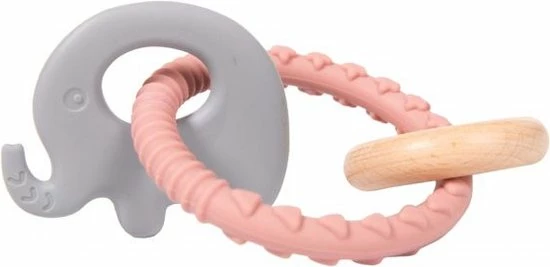 Bo Jungle B-Rattle Rings Roze Olifant Bijtring B931040 3 Bo Jungle B-Rattle Rings Roze Olifant Bijtring B931040