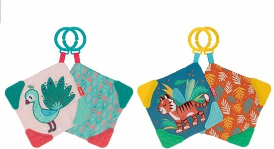 Nûby Bijtdoekje/Knisperdoekje Pauw 0m+ 3 Nûby Bijtdoekje/Knisperdoekje Pauw 0m+