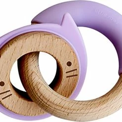 Little Rawr - Bijtspeelgoed - Bijtringen - Siliconen + Hout - Dieren - Paars