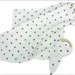 Fabs World Bijtring Met Hydrofiele Tutteldoek Witte Sterren