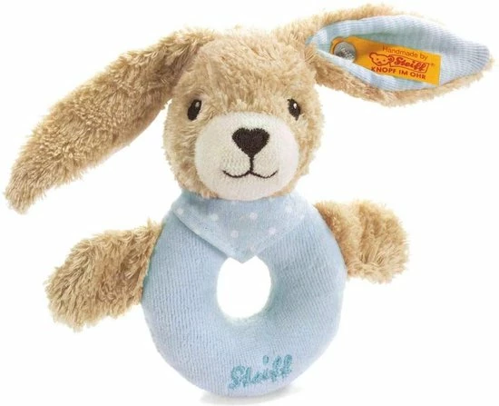 Steiff Hoppel Rabbit Rammelaar Blauw 12 Cm. EAN 237522 3 Steiff Hoppel Rabbit Rammelaar Blauw 12 Cm. EAN 237522