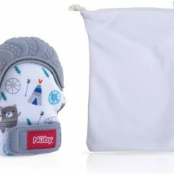 Nûby - Bijtspeeltje - Bijthandschoen Happy Hands™ - Grijs - 3m+