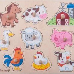 Everearth Vormenpuzzel Boerderij Junior Hout 9 Stukjes