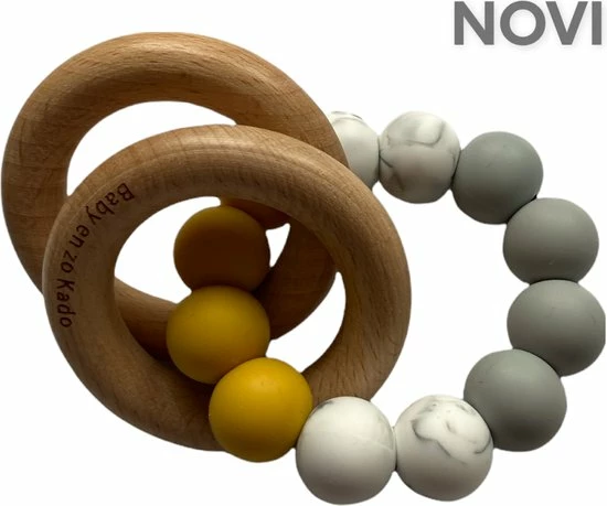 BabyenzoKado Siliconen Bijtring Met Ringen NOVI Grijs 3 BabyenzoKado Siliconen Bijtring Met Ringen NOVI Grijs