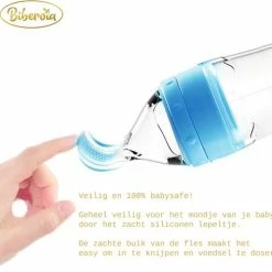 Biberoia® Bijtring En Knijpfles Met Lepel - Baby / Kinderbestek - Speelgoed - Kraamcadeau - Babyshower - Blauw -grijp-bijtspeelgoed Verkoopwinkel 550x499