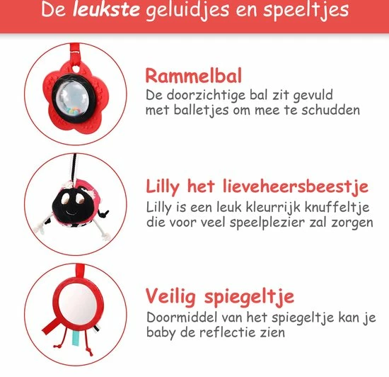 PEACE Lieveheersbeestje Baby Kinderwagen Speelgoed Spiraal – Autostoelspeeltje – Boxspiraal – Activiteitenspiraal – Maxi Cosi Rammelaar – Wagenspanner 4 PEACE Lieveheersbeestje Baby Kinderwagen Speelgoed Spiraal – Autostoelspeeltje – Boxspiraal – Activiteitenspiraal – Maxi Cosi Rammelaar – Wagenspanner - Afbeelding 2