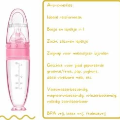 Biberoia® Knijpfles Met Lepel - Bijtring - Rammelaar - Kinderbestek - Baby - Speelgoed - Roze -grijp-bijtspeelgoed Verkoopwinkel 550x536