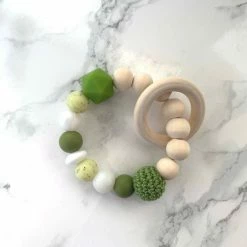 He And She Gifts Bijtring Siliconenkralen, Hout En Wol - Verschillende Kleuren