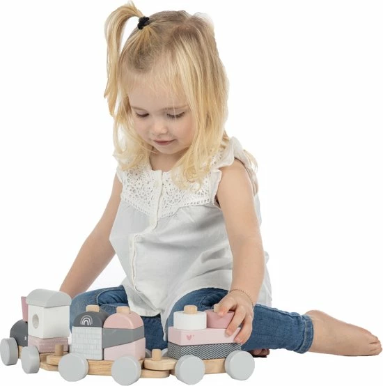 Label Label Houten Speeltrein Met Blokken Roze 5 Label Label Houten Speeltrein Met Blokken Roze - Afbeelding 3