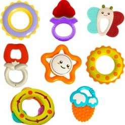 Allerion® Allerion Baby Bijtringen Set – 8 Verschillende – Rammelaar – Bijtspeelgoed – Vanaf 0 Jaar