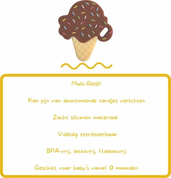 Biberoia® Bijtring Ijsje - Baby - Koelbijtring - Bijtring - Bijtspeelgoed - Babyspeelgoed - Badspeelgoed - Chocola 4 Biberoia® Bijtring Ijsje - Baby - Koelbijtring - Bijtring - Bijtspeelgoed - Babyspeelgoed - Badspeelgoed - Chocola - Afbeelding 2