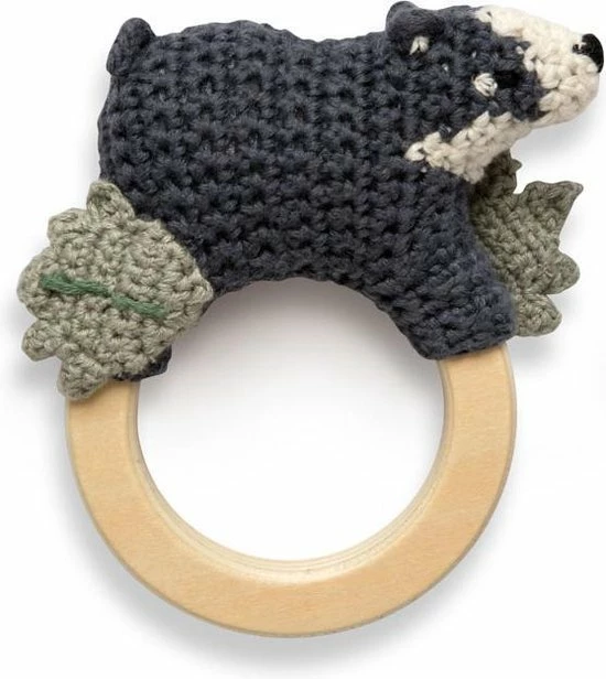 Sebra Gehaakte Rammelaar Das Op Bijtring 3 Sebra Gehaakte Rammelaar Das Op Bijtring