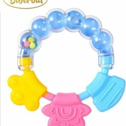 Biberoia® Rammelaar En Bijtring In 1 – Bijtspeelgoed – Baby - Speelgoed – Cadeau – Kraamcadeau – Babyshower - Blauw