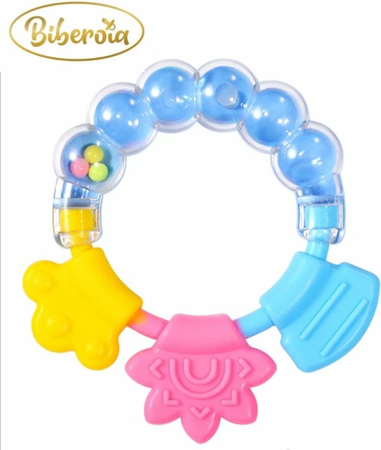 Biberoia® Rammelaar En Bijtring In 1 – Bijtspeelgoed – Baby - Speelgoed – Cadeau – Kraamcadeau – Babyshower - Blauw 3 Biberoia® Rammelaar En Bijtring In 1 – Bijtspeelgoed – Baby - Speelgoed – Cadeau – Kraamcadeau – Babyshower - Blauw