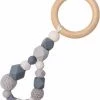 Merkloos Bijtring - Baby Speelgoed - Bijtspeelgoed - Bijtfiguur - Bijtspeeltje - Met Silicone Bijtkralen: Grijs Met Wit En Gehaakte Kralen