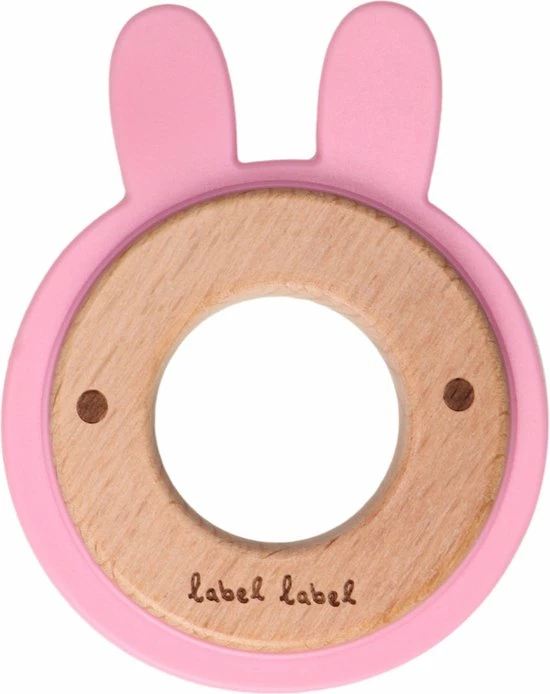 Label Label Konijn Roze Hout & Silicone Bijtring LLST-15041 3 Label Label Konijn Roze Hout & Silicone Bijtring LLST-15041