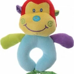 Eddy Toys Pluche Rammelaar Aap Geel/blauw 16 Cm