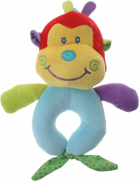 Eddy Toys Pluche Rammelaar Aap Geel/blauw 16 Cm 3 Eddy Toys Pluche Rammelaar Aap Geel/blauw 16 Cm