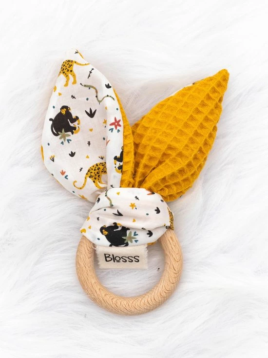 Blosss Konijnenoren Bijtring Okergeel| Jungle 4 Blosss Konijnenoren Bijtring Okergeel| Jungle - Afbeelding 2