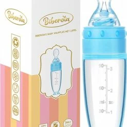 Biberoia® Bijtring En Knijpfles Met Lepel - Baby / Kinderbestek - Speelgoed - Kraamcadeau - Babyshower - Blauw -grijp-bijtspeelgoed Verkoopwinkel 550x804 4